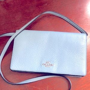 Coach blue purse faux leather handbag